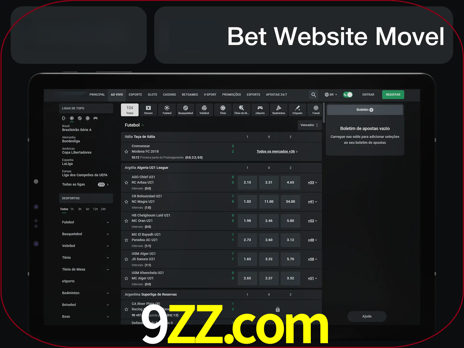 Use nosso website em qualquer dispositivo.
